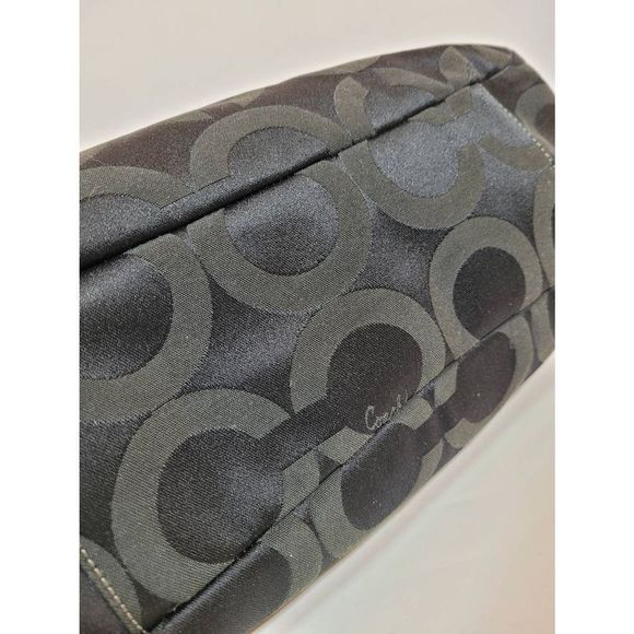Coach Black/Gray Monogram Medium Shoulder Tote Bag Satchel - Picture 14 of 16